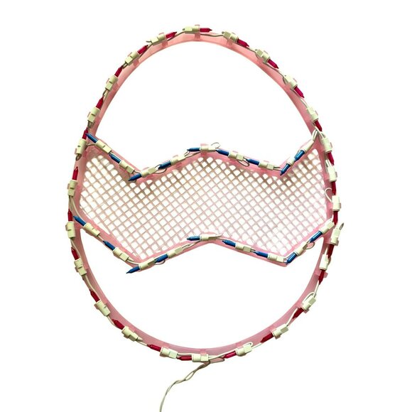 Vintage Easter Lighted Bunny Face & Pink Egg Light Up Decoration Mini Lights - Picture 9 of 9